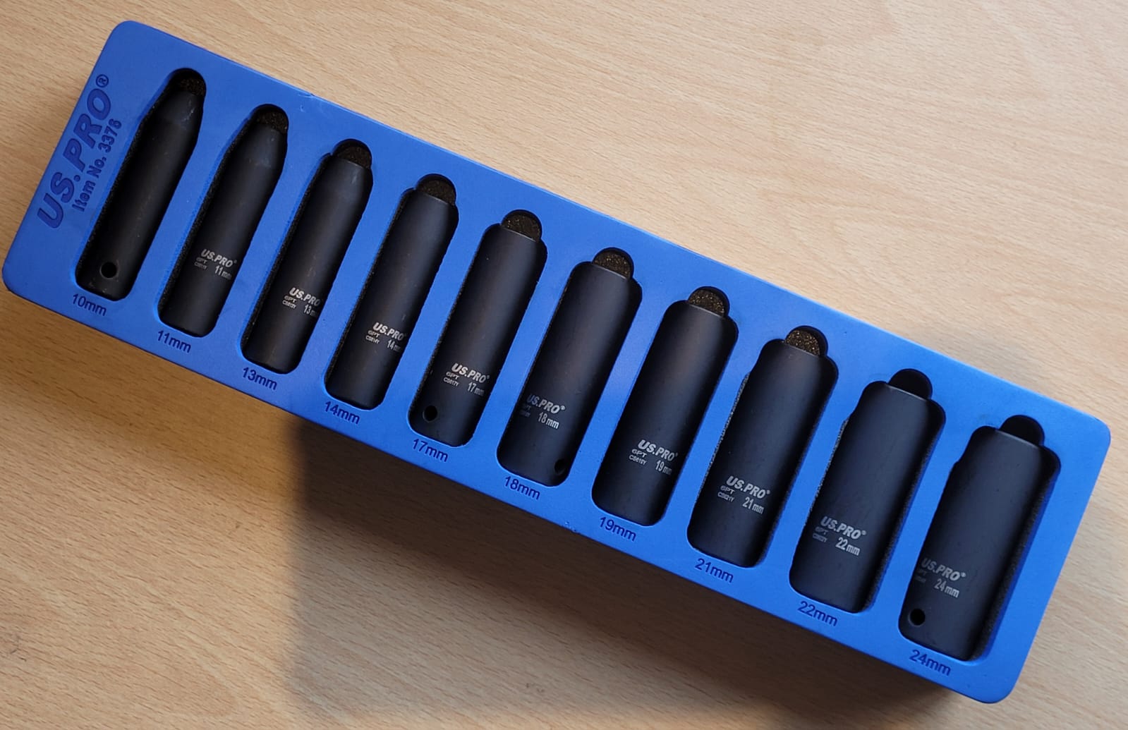 10Pc 1/2" Drive Deep Metric Impact Socket Set 10 - 24mm