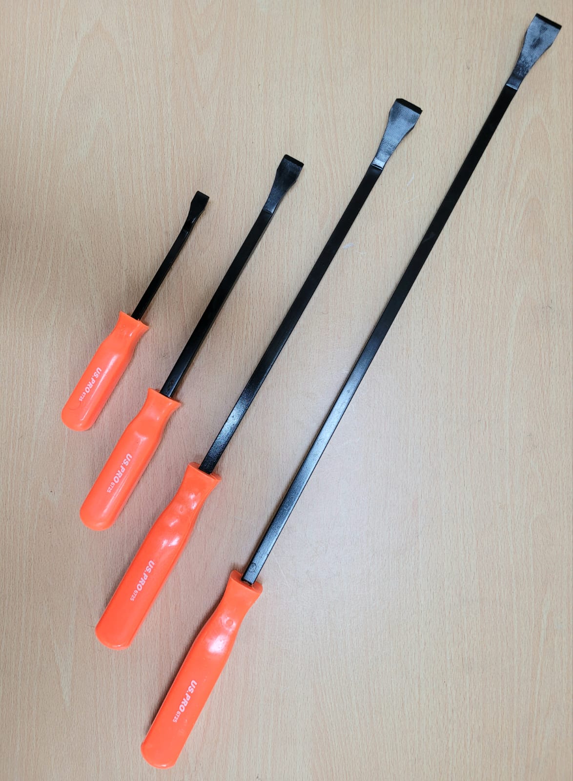 US PRO 4pc Pry Bar Set 200 x 6mm, 300 x 8mm, 450 x 10mm, 600 x 10mm