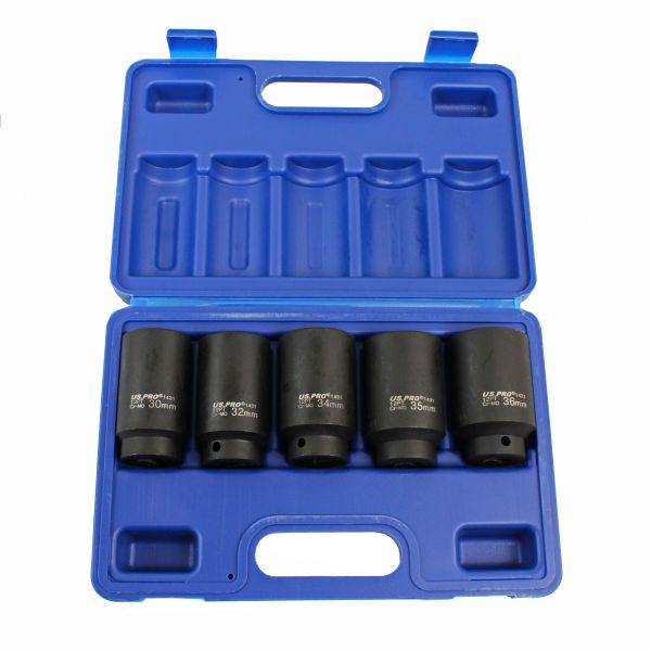 5Pc 1/2" Drive 12Point Thin Wall Deep Impact Hub Nut Socket Set