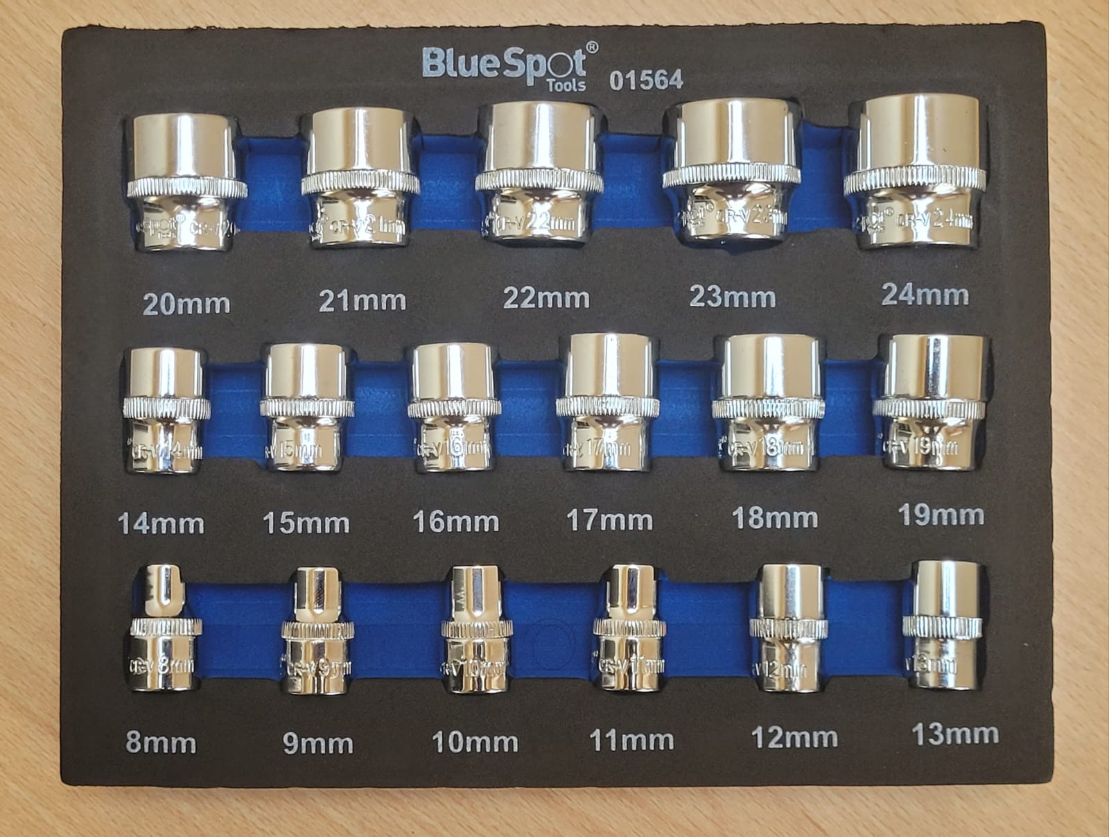 17 Piece 3/8" Metric 12 Point Shallow Socket Set (8-24MM) (EVA FOAM)