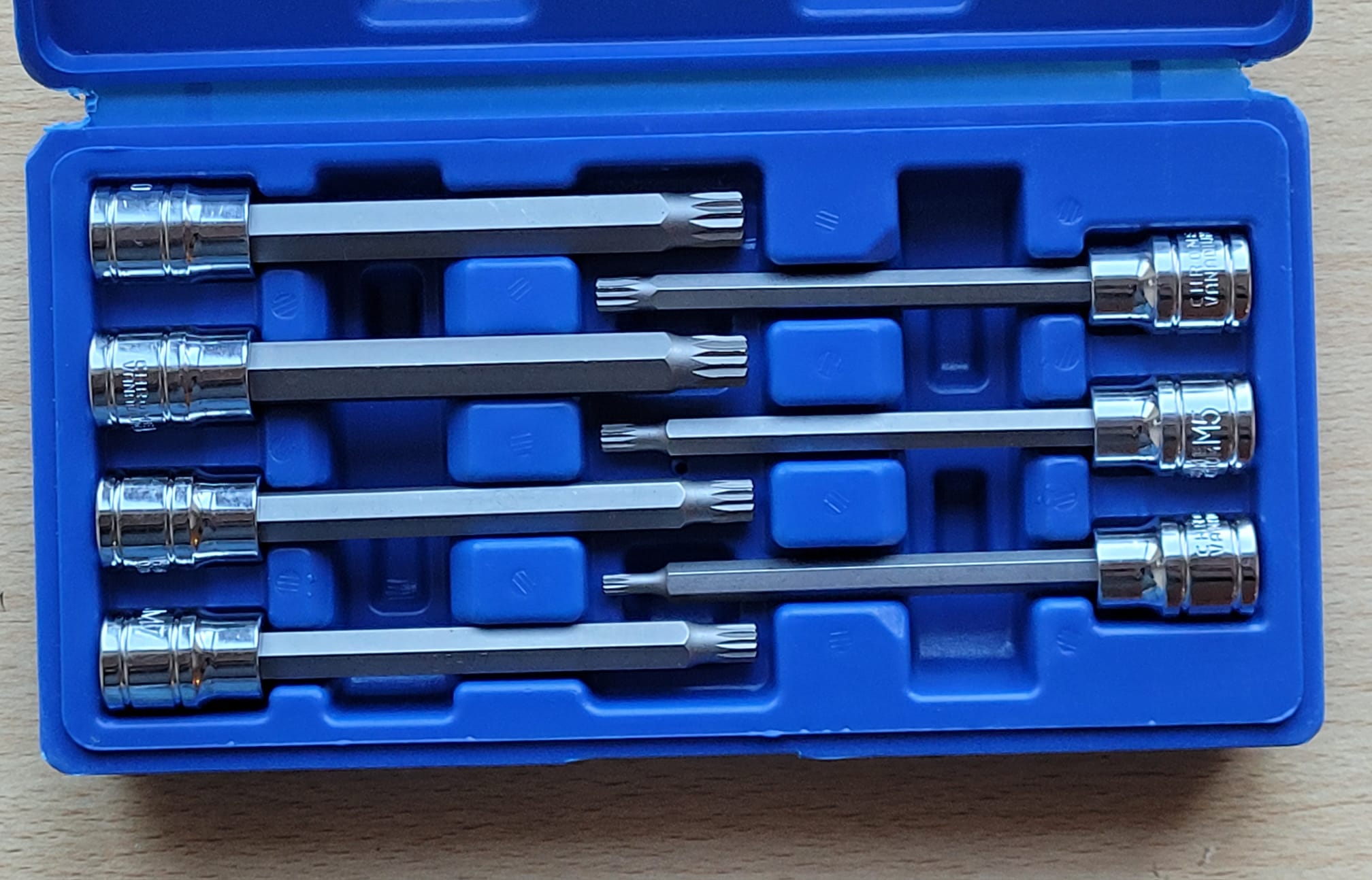 7Pc 3/8" Drive 110mm Long Spline Bit Socket Set