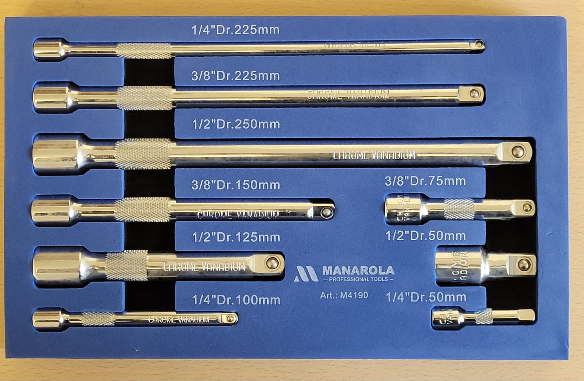 9 Piece  1/4" 3/8" 1/2" Drive Straight Socket Extension Bar Set