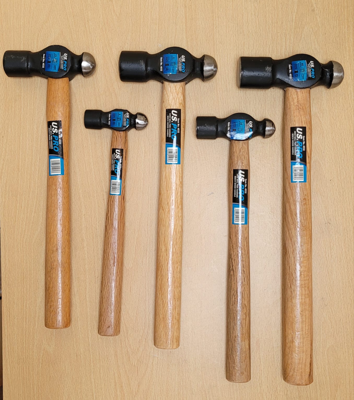 US PRO 5 pcs Ball Pein Hammer (8OZ, 16OZ, 24OZ, 32OZ, 40OZ)