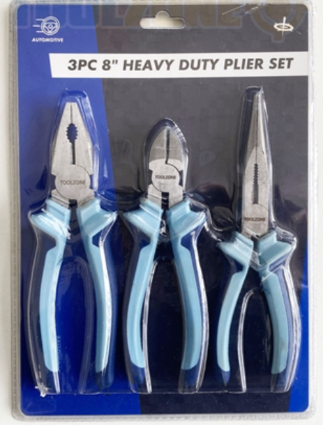 3Pc 8" Heavy Duty Plier Set