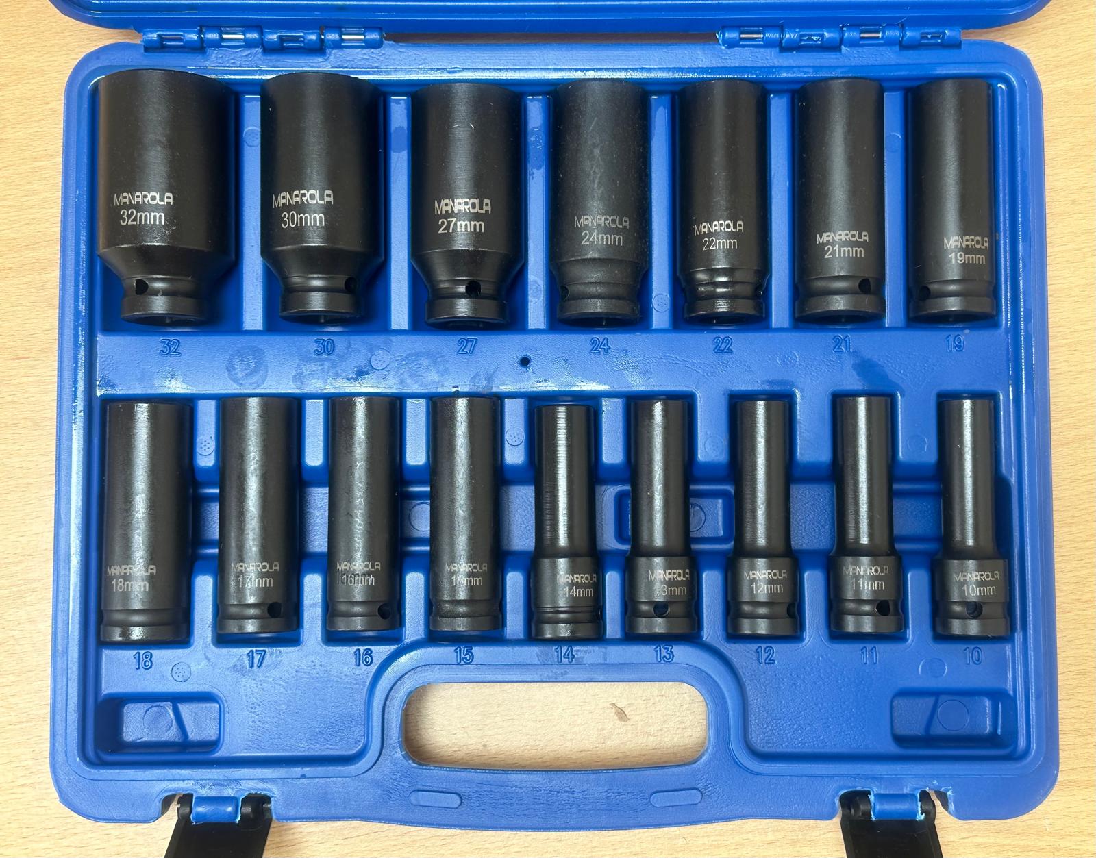 17piece 1/2″ Metric Deep Wall Impact Socket Set
