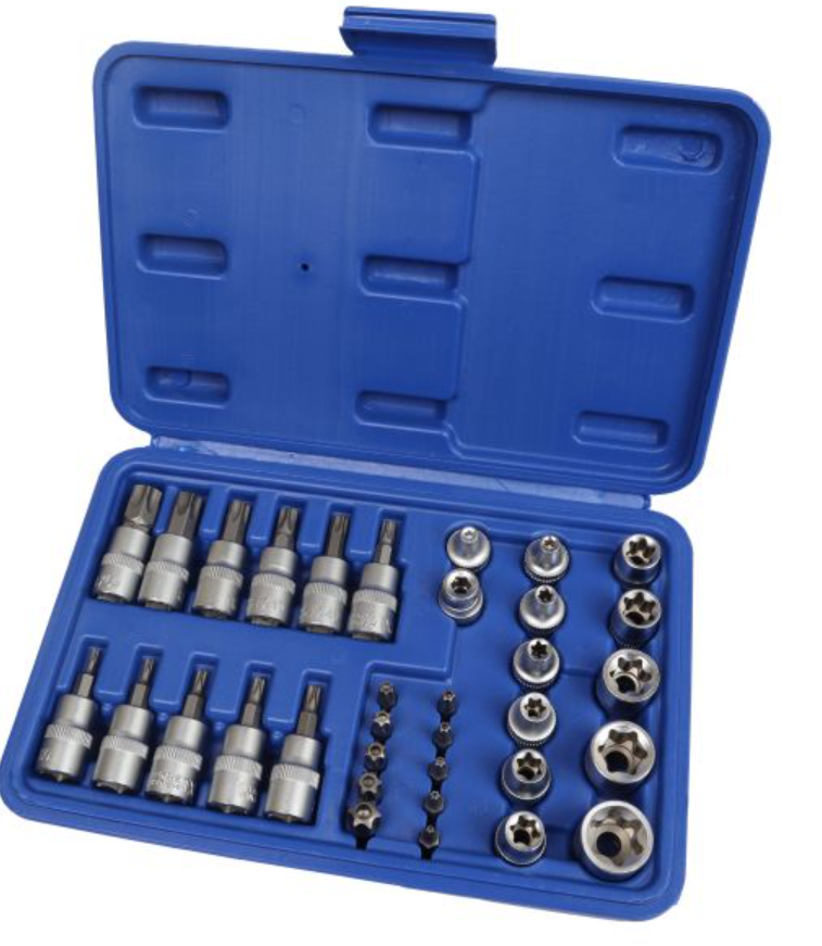 US PRO 34Pc 3/8" Dr Torx Bit Sockets & E Socket Set