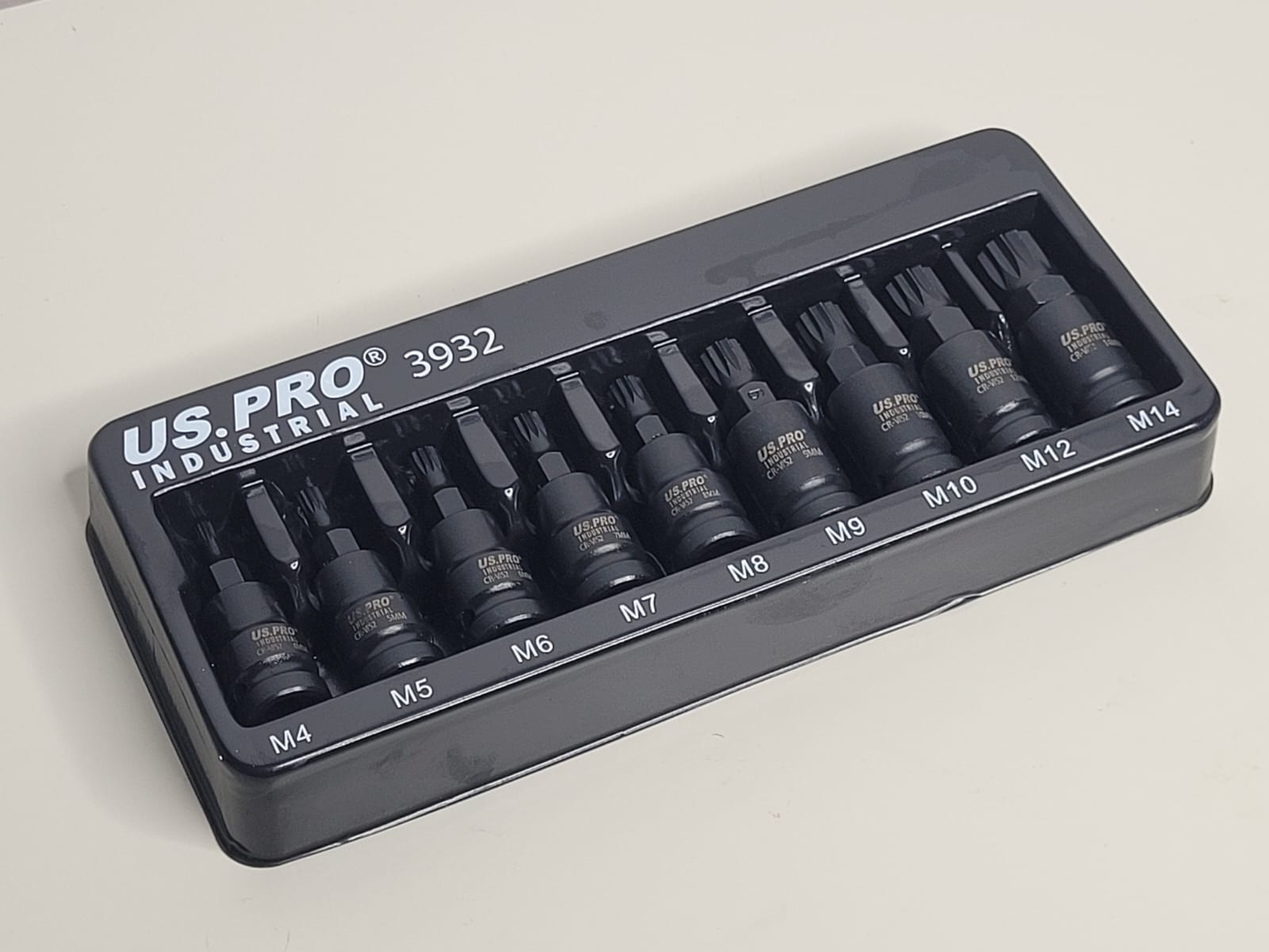 US PRO 9Pc 3/8" Dr Impact Spline Bit Sockets