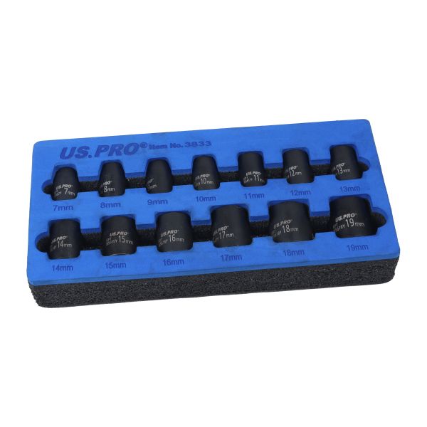 13PC 3/8" DR SHALLOW IMPACT SOCKETS METRIC 7 - 19MM